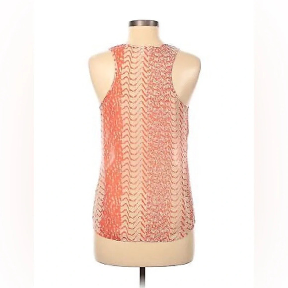 G BY GUESS Print Semi-Sheer Sleeveless Blouse in Coral - Picture 2 of 10